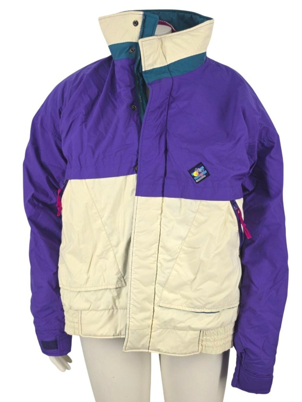 Vintage Men's Woolrich Sigmet Double Coat Ski Jacket Large Colorblock Nylon 80's